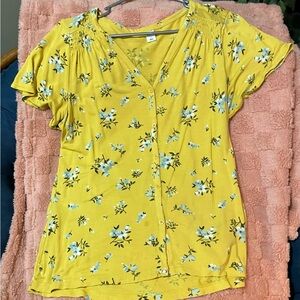 Old Navy Yellow Floral Blouse
